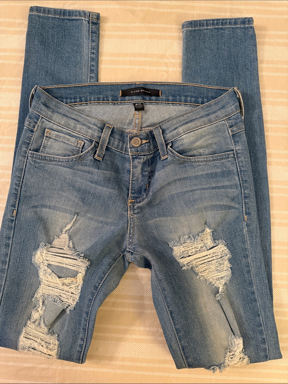 Flying Monkey Light Blue Ripped Skinny Jeans